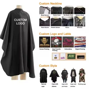 Hair Salon Barber Cape Waterproof Salon Hair Cutting Apron Custom LOGO Polyester Hairdressing Designer Barber Cape With Metal Snap