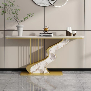 Mesa <span class=keywords><strong>Consola</strong></span> Moderna Minimalista Nórdica con Marco Metálico de Lujo Ligero y Tapa de Cuarzo para Entrada o Pasillo, Pieza Decorativa - Product Image 5