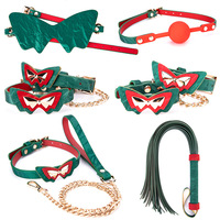 Großhandel 6-teiliges PU-Leder Bondage-Fesselset Maßgefertigtes Paar-Sensorik-Spielzeugset mit Schmetterlings-Dekor MOQ 500