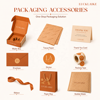 Ensemble d'emballage personnalisé pour déballage : Boîte d'expédition en carton ondulé avec logo, sac en papier, carte de remerciement, autocollant et ruban pour marques de boutiques
