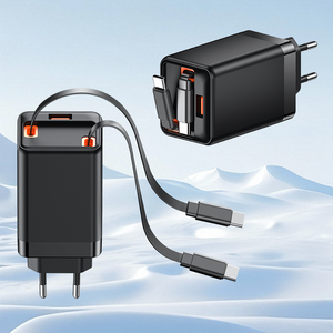 Adaptateur de charge rapide à double port 65W réglable en autonomie, chargeur double port PD Q C3.0 Type-C, chargeur GaN avec cordon rétractable - Product Image 2