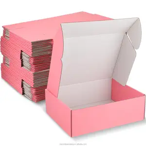 Caixa de papel para envio postal, papelão reciclável com logotipo personalizado, caixa postal personalizada com logotipo impresso, cor-de-rosa