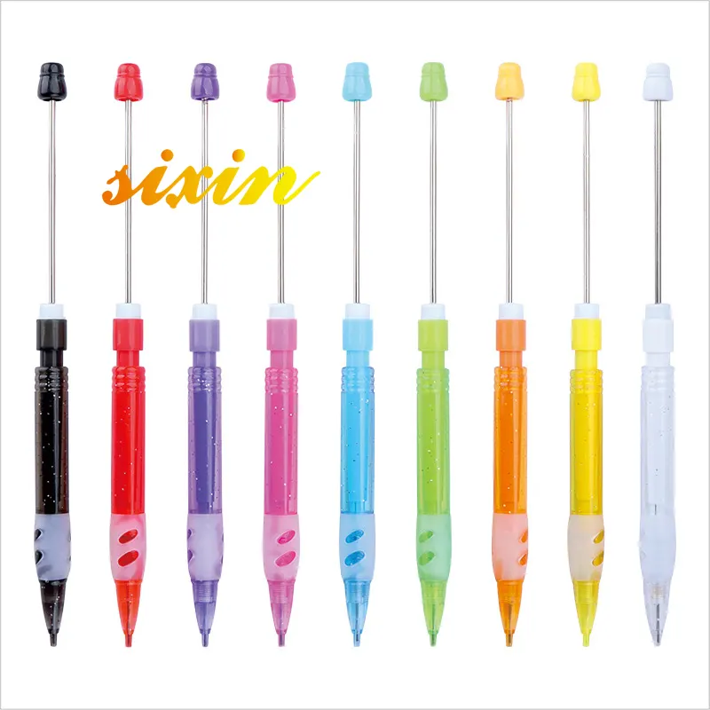 RTS Fast Shipping DIY Plastic Mechanical Pencils Add Beads Plastic Bead Pencil for Kids