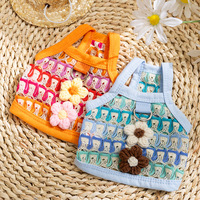 Rompi Harness Rajut Ramah Lingkungan dan Bernapas untuk Anjing Kucing - Desain Floral untuk Anjing Kecil/Anak Anjing Natal/Ulang Tahun