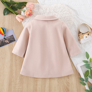 Veste d'hiver pour bébé fille, manches longues, col Peter Pan, boutons sur le devant, détail nœud, manteau pour fillette - Product Image 3