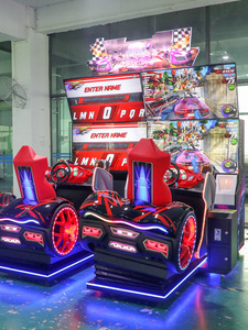 Machine de simulation de course d'arcade en vente chaude, équipement de jeu de conduite commercial, volant en métal, siège, système de mouvement, double écran - Product Image 5