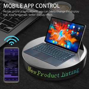 חנות מוצר תצוגת App מבוקר מותאם אישית <span class=keywords><strong>Led</strong></span> DIY הודעה מסתובב דיסק <span class=keywords><strong>Led</strong></span> אור פטיפון תצוגת Stand - Product Image 4