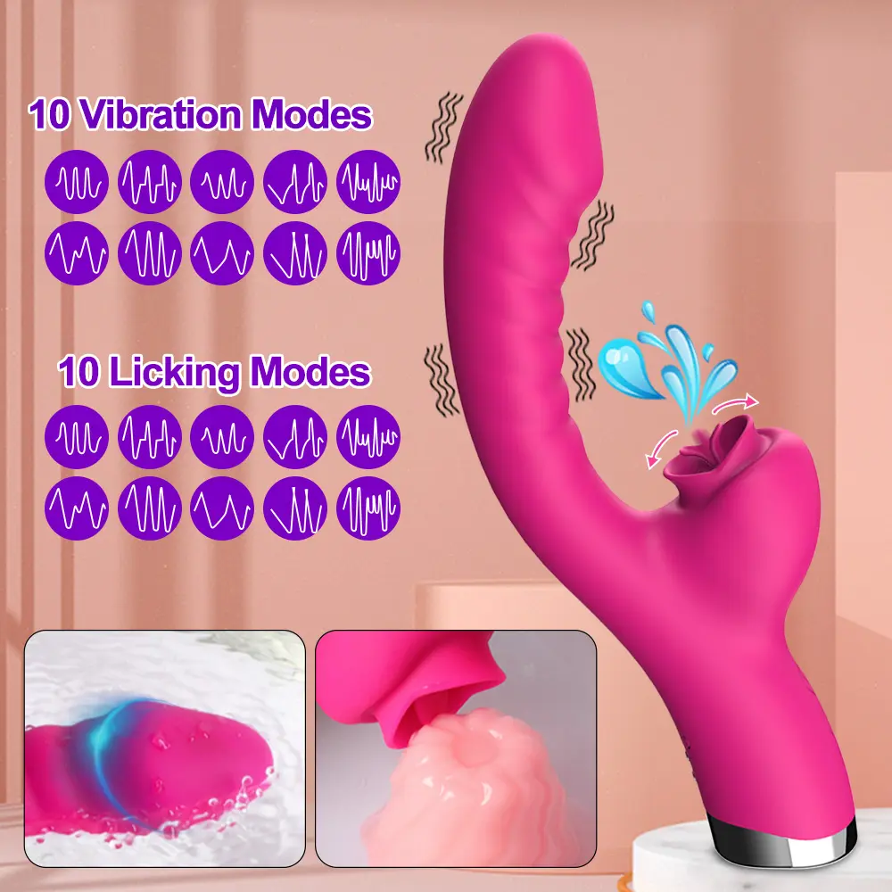 Máy rung cho âm Vật G tại chỗ Kích thích 10 rung động và 10 liếm rung massager dành cho người lớn Đồ chơi tình dục Dương vật giả cho phụ nữ vài