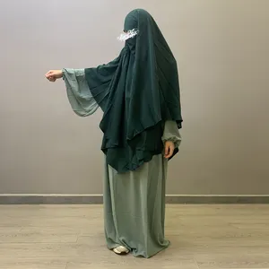 RTS High Quality Butterfly Crepe Jazz Abaya + Nida Khimar Women Muslim Islamic Clothing Hijab Dress 2 Piece Set Jilbab Prayer