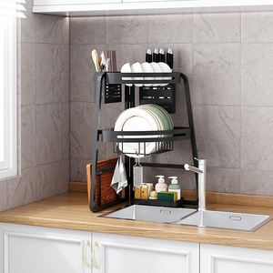 Nouvel arrivage en gros : Égouttoir à vaisselle d'angle pliable à 2 niveaux pour égouttage et séchage sur comptoir de cuisine - Product Image 2