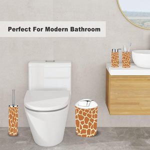 6-Piece Rustic Bathroom Accessory Set Giraffe Skin <b>Fur</b> <b>Animal</b> Repeat for Clothing Countertop Decorative Bath Hardware - Product Image 4