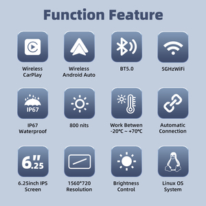 หน้าจอแสดงผล EKIY ขนาด 6.25 นิ้ว ระบบนำทาง WiFi สำหรับมอเตอร์ไซค์ กันน้ำ รองรับ Apple Carplay และ Android Auto แบบพกพา พร้อมระบบ GPS สำหรับมอเตอร์ไซค์ - Product Image 2