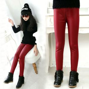 Pantaloni in <span class=keywords><strong>Pelle</strong></span> per Bambine Invernali, <span class=keywords><strong>Leggings</strong></span> in Ecopelle Spessa Felpata, Pantaloni a Sigaretta per Bambini, Pantaloni Caldi per Neonati, Pantaloni Slim - Product Image 2