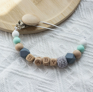 Clip para Chupón de Madera de Haya con Cuentas de Moda, Bola de Ganchillo de Silicona, Soporte para Chupón, Clips para Chupón Personalizados para Bebé, Regalo para Bebé - Product Image 4