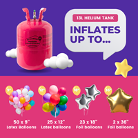 Greatwhip 13L 50LB Cylindre de gaz Hélium jetable léger Livré avec un kit de ballons colorés gratuits