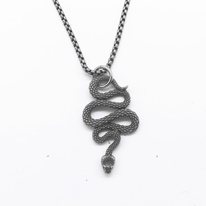 Collar con Colgante de Serpiente Venenosa y Feroz yunnique, de Acero de Titanio, Estilo Retro, Zodiaco, Unisex, Joyería de Moda - Product Image 1