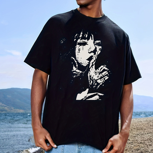 Camiseta de Cuello Redondo de Algodón Grueso de Alta Calidad para Hombre, Camiseta de Manga Corta con Estampado DTG Bajo Demanda para Hombre - Product Image 1