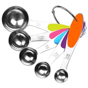 Cuillere A Mesurer Cucharas Medidoras Grosir Kustom 5 Pcs Premium Gadget Dapur Baking Stainless Steel Sendok Ukur Set