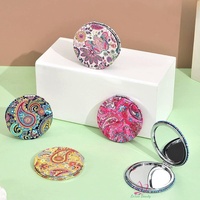 Western Regions Style 12PCS/Box Mini Mirror Double Side Small Mirrors for Gift Portable Pocket Compact Mirror 2X Magnification