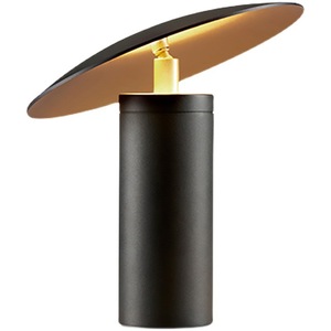 Lampe de table LED moderne, blanc chaud, design <span class=keywords><strong>champignon</strong></span> en fer et PC, pour chambres, bureau, salle à manger, lecture, en céramique noire, fonctionnant sur AC ou batterie - Product Image 1