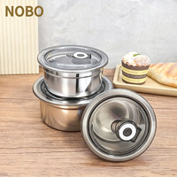 3 pièces Ensemble de chauffe-plats moderne en acier inoxydable pour la cuisine Couvercle intérieur de la marmite Casserole chauffante Conteneur de stockage des aliments Boîte à lunch