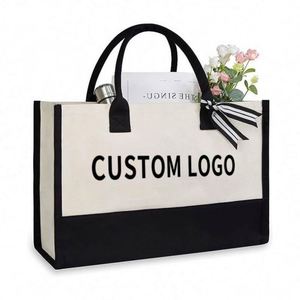 Sac fourre-tout en toile de coton personnalisé pour enseignants et amis, avec impression de lettres et logo sur mesure - Product Image 1