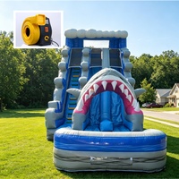 Toboggan aquatique gonflable personnalisable en PVC de 23 pieds de haut, modèle Super Shark, pour entreprises de location