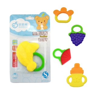 Anneau de dentition pour bébé en silicone sans BPA, motif ours <span class=keywords><strong>pomme</strong></span>, qualité alimentaire, pour les molaires - Product Image 1