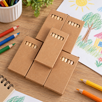 Ensemble de crayons de couleur de poche, 6 pièces, 88 mm, bois naturel, pré-affûtés, fourniture en vrac, emballage cadeau, crayons de couleur miniatures pour le dessin et le coloriage en voyage