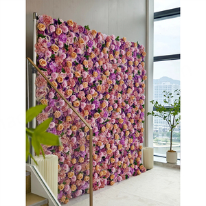 Mur floral artificiel, toile de fond luxuriante, lavande luxuriante, éclat de la romance rosée, rose - Product Image 2