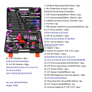 CR-V 3/4 inch cơ khí sửa chữa xe công cụ Kit 121 pcs tay cơ khí ổ cắm thiết lập trường hợp khó khăn OEM tùy chỉnh đặt hàng tối thiểu 1 Bộ - Product Image 2