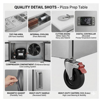 Meja Pizza Komersial, Meja Persiapan, Kulkas 110V, Stainless Steel, Kulkas Persiapan Sandwich untuk Dapur Truk Makanan, Terdaftar ETL