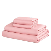 Ensemble de draps-housses 4 pièces en fibre de bambou tissée 300TC, non toxique, écologique, taille double, pour hôtel, maison, usage quotidien