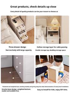 طاولة غرفة معيشة عصرية بجانب السرير صغيرة مدمجة بفجوة ضيقة للغاية رف تخزين صغير خشبي 3 أدراج - Product Image 4