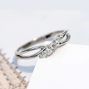 Anello a doppio strato con design a croce, stile aperto, per donna - Product Image 6