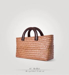 Sac d'été vintage pour femme, tissé à la main, en rotin, portable, avec fermeture éclair, sac de paille en gros pour les vacances à la plage - Product Image 6