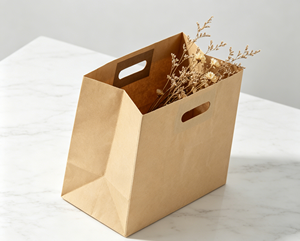Handleless kraft paper bag made of thickened food grade kraft paper with heat pressing forming process sturdy shape - Product Image 2