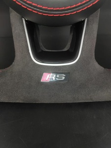 Volante Deportivo Personalizado para <span class=keywords><strong>Audi</strong></span> <span class=keywords><strong>A3</strong></span>/A6/A8, Base Plana, Fibra de Carbono y Cuero con Franja Roja, Palanca de Cambios - Product Image 3