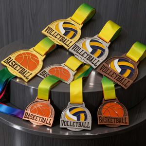 เหรียญรางวัลกีฬาแบบกำหนดเองขายดี ทอง เงิน และทองแดง สำหรับฟุตบอล บาสเกตบอล แบดมินตัน งานฝีมือโลหะ - Product Image 1