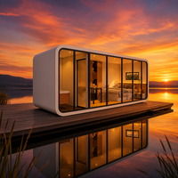 Capsule spatiale préfabriquée entièrement finie, maison modulaire, cabane Apple, mini-maison, mur en verre, pod de vie mobile portable, hôtel, centre commercial