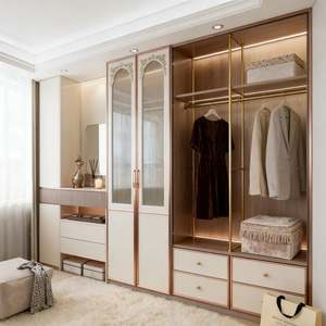 BALOM Modern Luxury Custom White Panel Design With Dressing Table Storage <b>Drawers</b> and Open Display for Bedroom Walk in Closet - Product Image 5