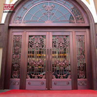 Porte de Sécurité en Cuivre de Luxe de Style Mid-Century pour Appartement, Idéale pour la Sécurité des Résidences et des Cours