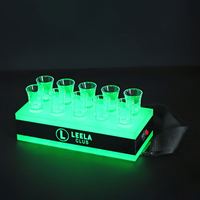 Plateau en verre à liqueur acrylique à DEL Support pour gobelets Plateau à diodes électroluminescentes Plateau de service à vin à DEL