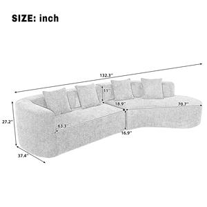Sofa Bed Seksional Modern Desain Lengkung 2 Bagian Bahan Chenille Modular 4 Bantal Busa Empuk Peredam Getaran Ruang Tamu - Product Image 3