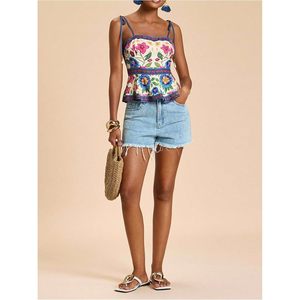 RoseSeek Top floral sin mangas con tirantes finos y peplum para mujer - Product Image 5