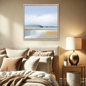 Stampa su Tela Incorniciata con Paesaggio Astratto Moderno, Arte Murale in Tonalità Calde per Decorazione di Ville e Strutture Ricettive - Product Image 1