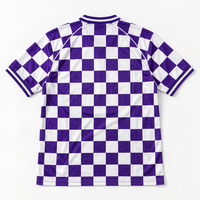 Maillot de football rétro à motif à carreaux, personnalisable, streetwear, en maille polyester, OEM ODM, unisexe, col en V, vintage