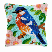 Kit de coussin en crochet floral à motif d'oiseaux Veirousa pour adultes débutants, housse de coussin faite à la main, matériel de broderie DIY, sac