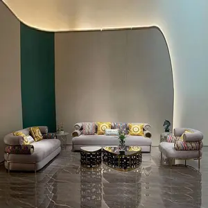 Высококачественный серый диван, набор мебели, диван для гостиной, итальянская ткань, современный роскошный диван