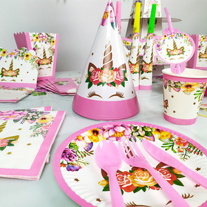 Kit de fête personnalisé rose pour sourcils, vaisselle et décorations jetables écologiques en papier pour anniversaire, Halloween, remise de diplôme, baby shower - Product Image 4